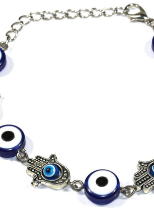 Hamsa Hands & Evil Eye Marbled Bead Bracelet