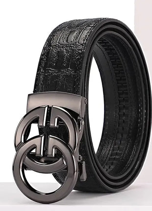 Men belt Genuine Leather Belt Metal Alloy Automatic Buckle Brand Luxury Design Waist Belts for Men Strap Male