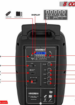 5 CORE TWS Pair Bluetooth Party Speakers Portable Karaoke PA System