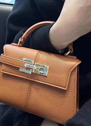 Classic Box Bags For Women Luxury Designer Handbag Purses 2025 New In PU Lychee Texture Lock Splicing Design Top Handle Shoulder