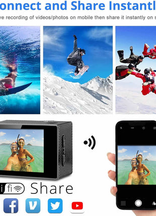 4K  Waterproof All Digital UHD WiFi Camera + RF Remote And Accessories