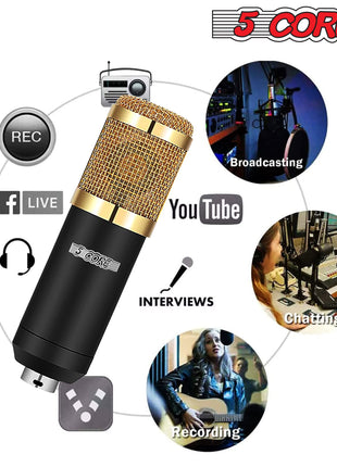 5Core Recording Microphone Podcast Bundle  Professional Condenser