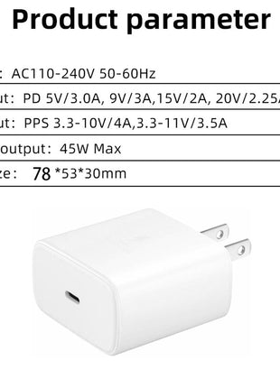 45W USB-C Wall Charger with Fast Charge PD Adapter for iPhone 12/12