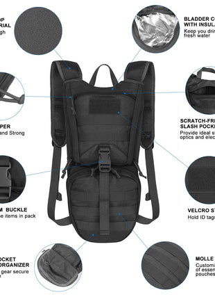 Tactical Hydration Backpack with 2.5L Bladder and Thermal Insulation