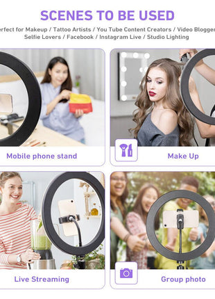 LED Ring Light With Phone Tripod Stand Kit 10"