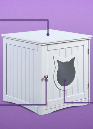 Cat House Side Table, Nightstand Pet House, Litter Box Enclosure