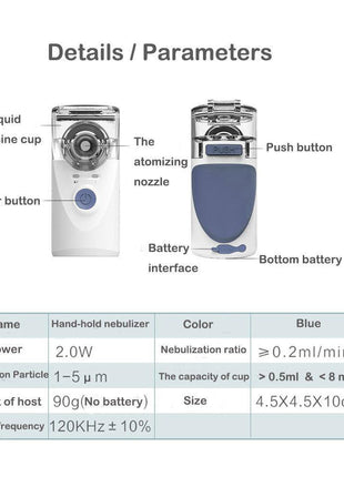 Portable Handheld Nebulizer Mist Inhaler and Atomizer