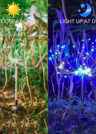 2PCS Solar Fireworks Lamps 90 LED Multi-Color Outdoor Christmas Lights