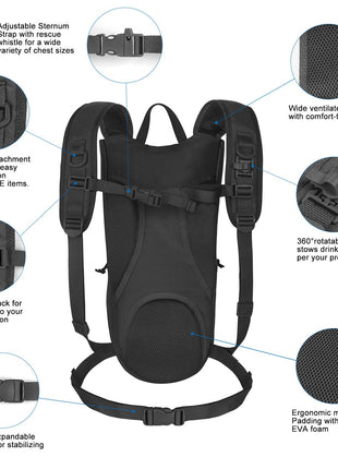 Tactical Hydration Backpack with 2.5L Bladder and Thermal Insulation