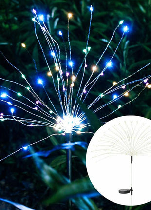 2PCS Solar Fireworks Lamps 90 LED Multi-Color Outdoor Christmas Lights