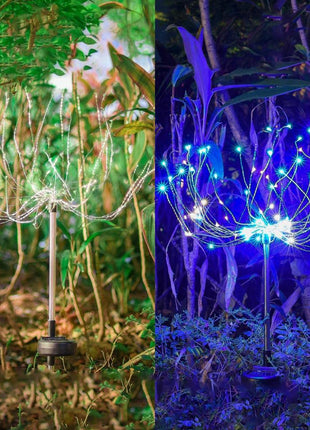 2PCS Solar Fireworks Lamps 90 LED Multi-Color Outdoor Christmas Lights