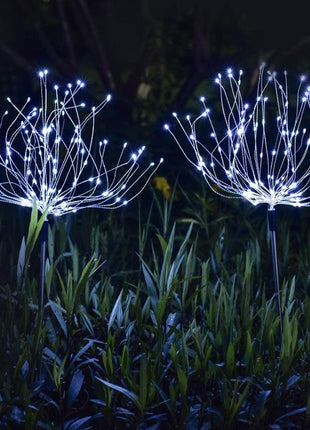 2PCS Solar Fireworks Lamps 90 LED Multi-Color Outdoor Christmas Lights