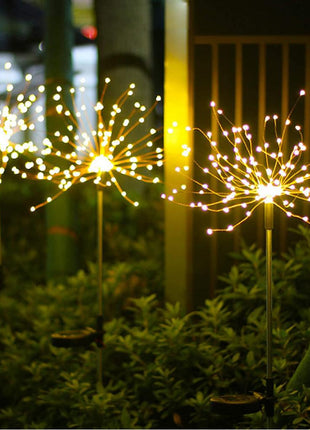 2PCS Solar Fireworks Lamps 90 LED Multi-Color Outdoor Christmas Lights