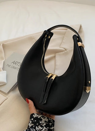 Fashion Design Tote Bags for Women Luxury Half Moon Hobo Bag Lady Brand Shoulder Bags PU Leather Armpit Clutch Handbag and Purse