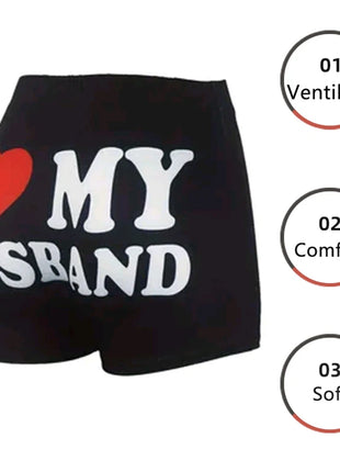 Women Shorts Sleep Bottoms Pajamas Boxers Black S M L Love Letter Printing Painted Design Casual Sports Fitness Sleep