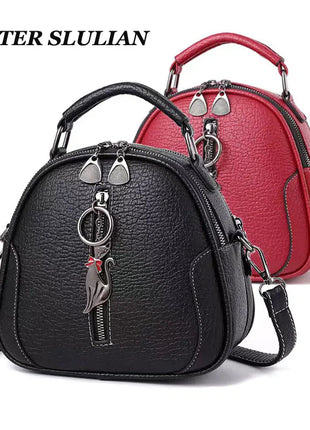 Fashion Small Round Design Cross-body Bags Women Casua Leather Mini Tote Bags Female Zipper Messenger Handbags Phone Coin Purses