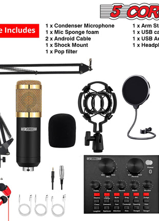 5Core Recording Microphone Podcast Bundle  Professional Condenser