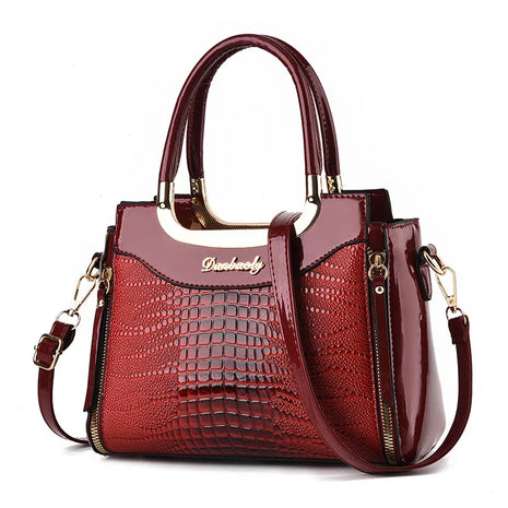 2023 Women Bags Designer Luxury Patent Leather Shoulder Sac Crocodile Pattern Handbags Purses Ladies Crossbody Bucket Sac A Main