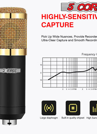 5Core Recording Microphone Podcast Bundle  Professional Condenser