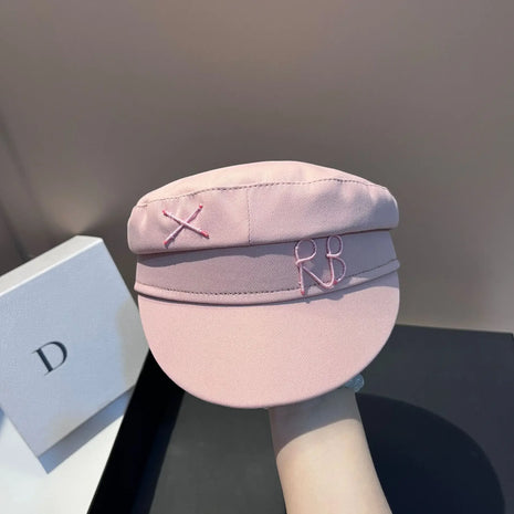 New Arrival Newsboy Caps with Luxury Letter Decoration for Women Baker Boy Cap Stylish Pink Fat Navy Caps Casual Octagonal Hat