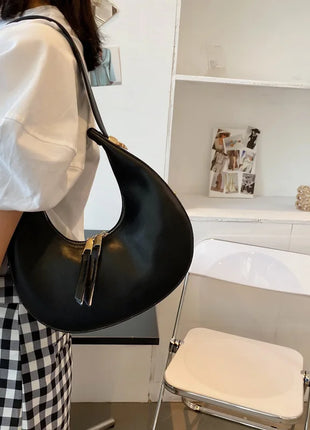 Fashion Design Tote Bags for Women Luxury Half Moon Hobo Bag Lady Brand Shoulder Bags PU Leather Armpit Clutch Handbag and Purse