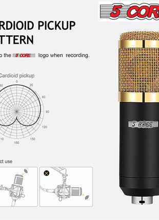 5Core Recording Microphone Podcast Bundle  Professional Condenser