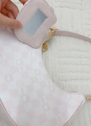 MINISO PU Leather Handbags Hello Kitty Purses Luxury Designer Tote Mini Size Underarm Bag Kawaii with Pendant and Zipper