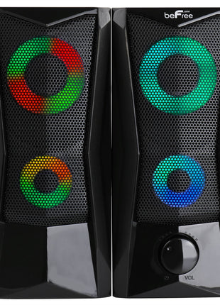 beFree Sound Computer Gaming Speakers with Color LED RGB Lights