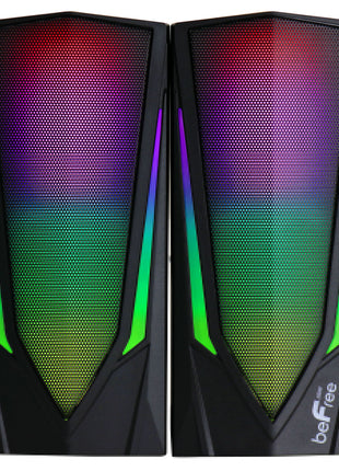 beFree Sound 2.0 Computer Gaming Speakers with LED RGB Lights