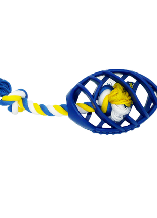 Rubber Football Dog Chew Toy with Tug Rope