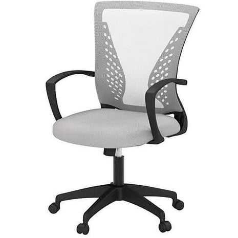 Gray Modern Mid-Back Ergonomic Mesh Office Desk Chair with Armrest on