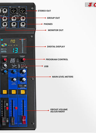 5Core Audio DJ Mixer 12 Channel Sound Board Console w 99 DSP Effect