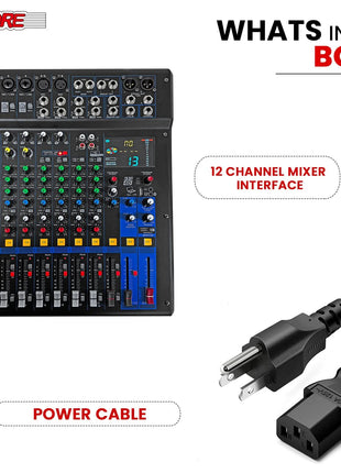 5Core Audio DJ Mixer 12 Channel Sound Board Console w 99 DSP Effect