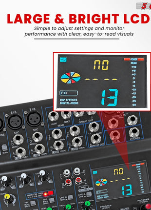 5Core Audio DJ Mixer 12 Channel Sound Board Console w 99 DSP Effect