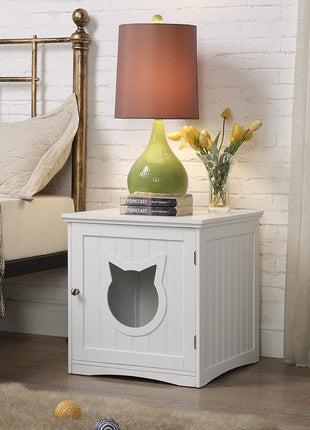 Cat House Side Table, Nightstand Pet House, Litter Box Enclosure