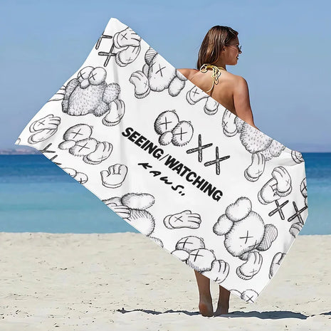 Cartoon A-kaws Beach Towel Microfiber Sand Free Quick Dry Soft