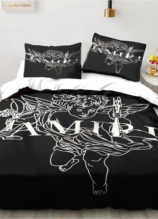 Fashion Amiris Graffiti Three-piece Bed Set,Comforter Bed Set Quilt