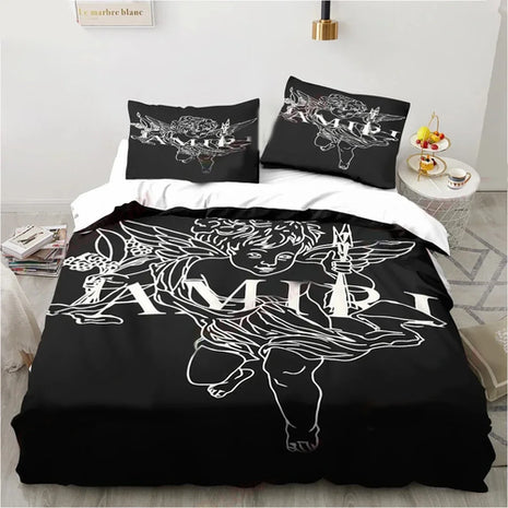 Fashion Amiris Graffiti Three-piece Bed Set,Comforter Bed Set Quilt