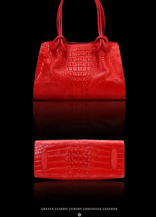 Luxury Walmart Genuine Leather Women's Bag Red Crocodile Pattern Ladies