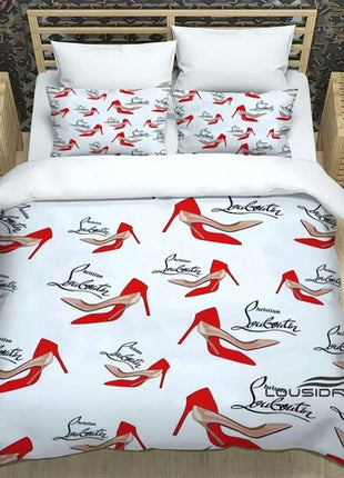 3PCS Single-sided Christian-louboutin Printed Comforter Bedding Sets