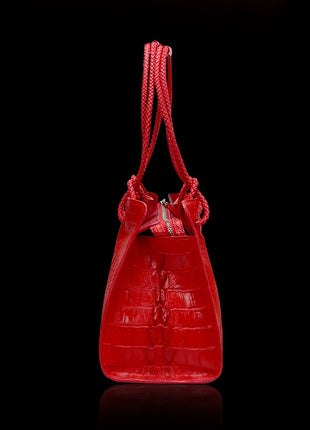 Luxury Walmart Genuine Leather Women's Bag Red Crocodile Pattern Ladies