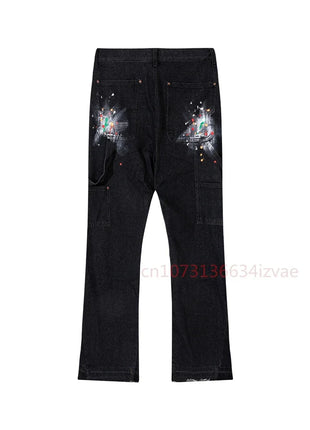 Dept Print Fashion Brand Jeans Autumn and Winter Loose Casual Sports