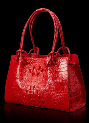 Luxury Walmart Genuine Leather Women's Bag Red Crocodile Pattern Ladies