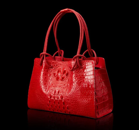 Luxury Walmart Genuine Leather Women's Bag Red Crocodile Pattern Ladies