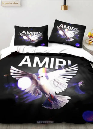 Fashion Amiris Graffiti Three-piece Bed Set,Comforter Bed Set Quilt