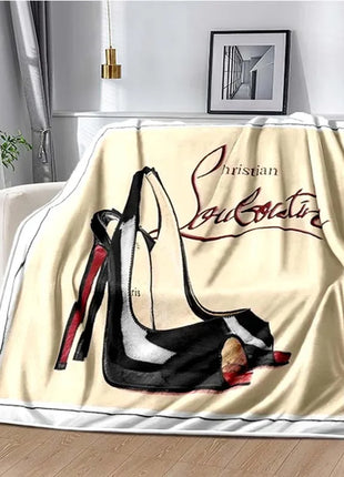 C-Christian Louboutin Flannel Soft Warm Blanket Retro Blanket Bed