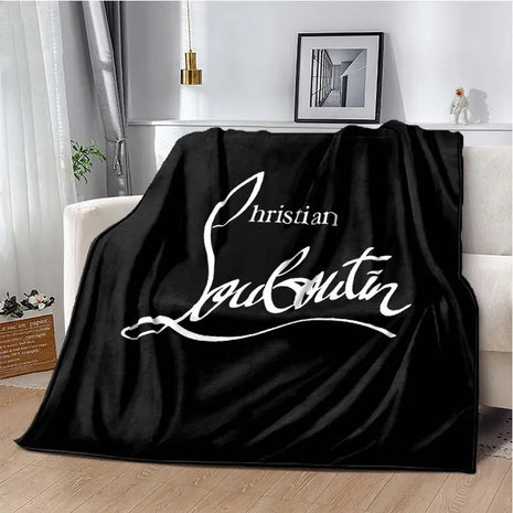 C-Christian Louboutin Flannel Soft Warm Blanket Retro Blanket Bed