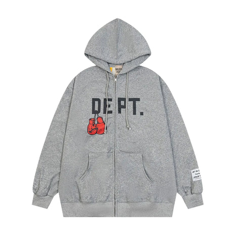 Dept Print Fashion Brand Letter Design Zip Oversized Hoodies Zipper