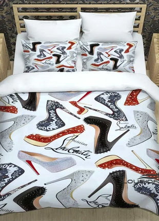 3PCS Single-sided Christian-louboutin Printed Comforter Bedding Sets