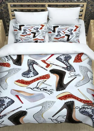 3PCS Single-sided Christian-louboutin Printed Comforter Bedding Sets